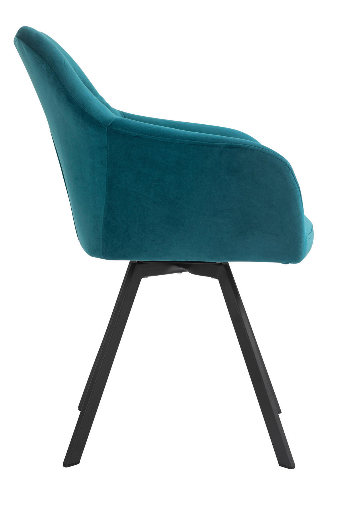 ARMLEHNSTUHL  in Samt  - Türkis/Schwarz, MODERN, Textil/Metall (61/85/62cm) - Livetastic