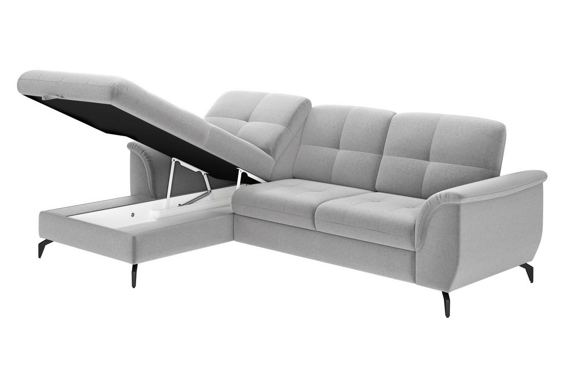 ECKSOFA ZORA E Hellgrau Flachgewebe  - Hellgrau/Schwarz, MODERN, Textil/Metall (164/262cm) - Sit & More