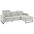 ECKSOFA in Cord Hellgrau  - Hellgrau/Schwarz, KONVENTIONELL, Textil/Metall (266/180cm) - Hom`in