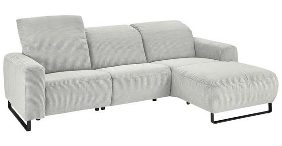 ECKSOFA in Cord Hellgrau  - Hellgrau/Schwarz, KONVENTIONELL, Textil/Metall (266/180cm) - Hom`in