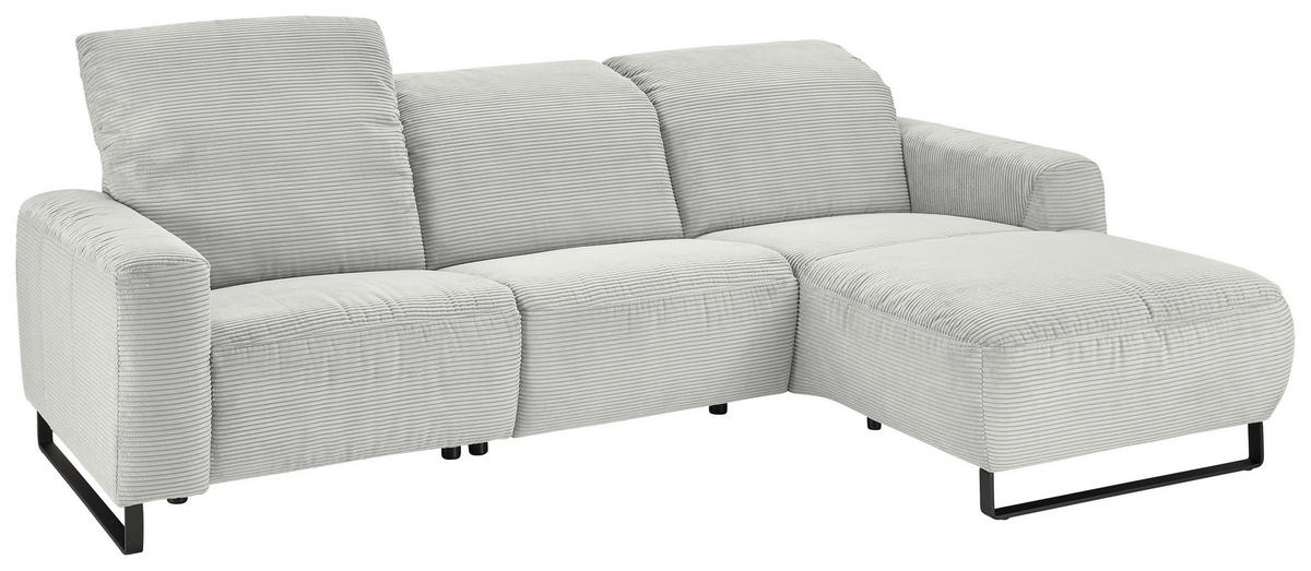 ECKSOFA in Cord Hellgrau  - Hellgrau/Schwarz, Konventionell, Textil/Metall (266/180cm) - Hom`in