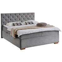 BOXBETT 180/200 cm,  in Anthrazit, Matratze, gepolstertes Kopfteil, Bettkasten, Topper, H3 = fest  - Eichefarben/Anthrazit, Basics, Holz/Textil (180/200cm) - Boxxx