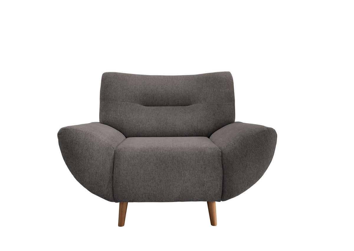 SESSEL Chenille Graubraun  - Wildeiche/Graubraun, Modern, Holz/Textil (111/81/90cm) - MID.YOU