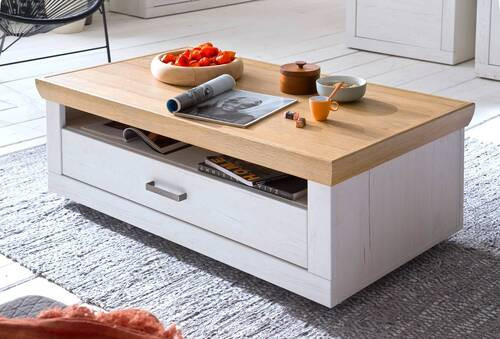 COUCHTISCH 115/65/44 cm rechteckig Eichefarben, Pinienfarben  - Eichefarben/Graphitfarben, Design, Holzwerkstoff/Metall (115/65/44cm) - MID.YOU