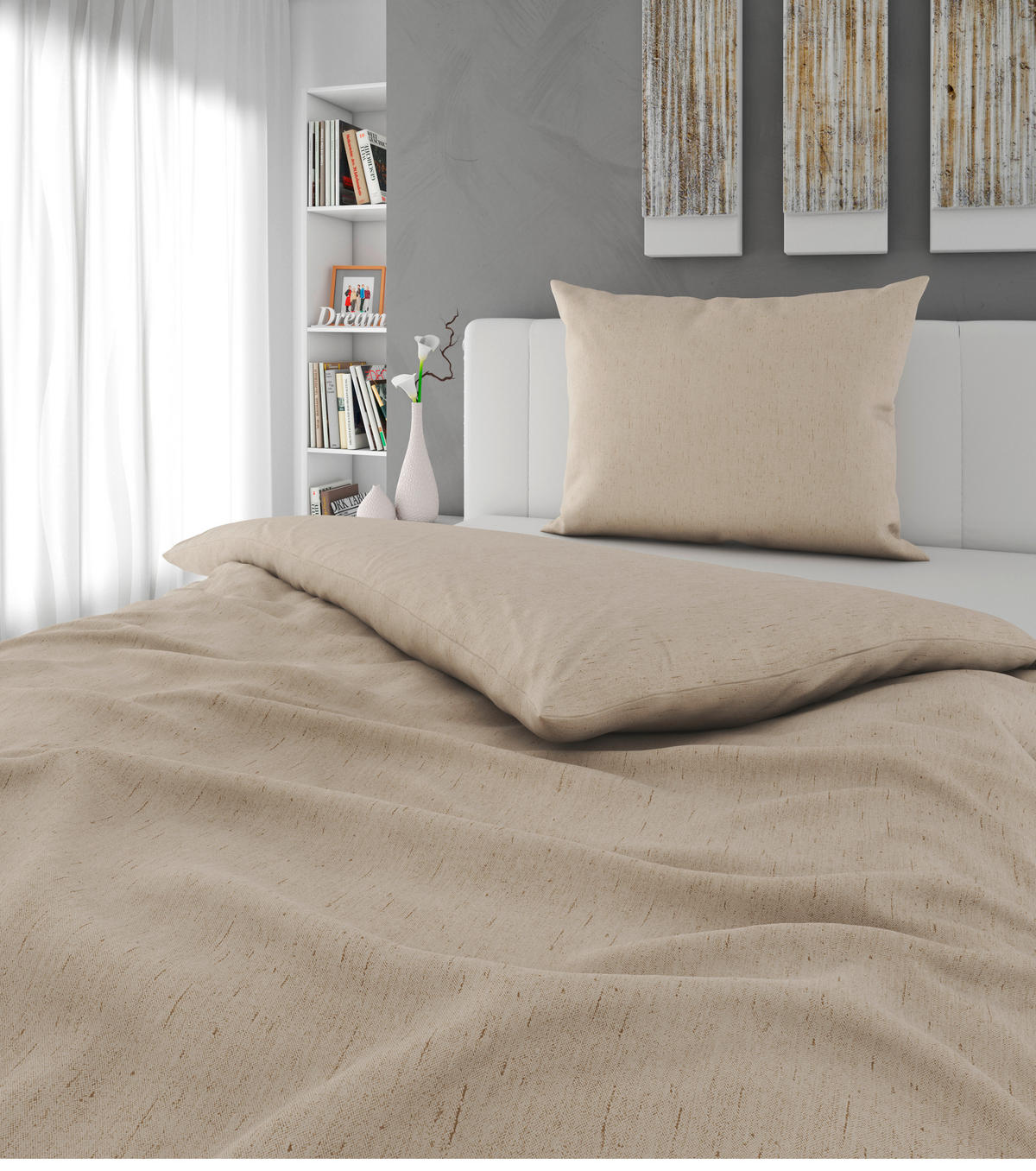 POSTELJNINA 140/200 cm flanela bež  - bež, Konvencionalno, tekstil (140/200cm) - Esposa