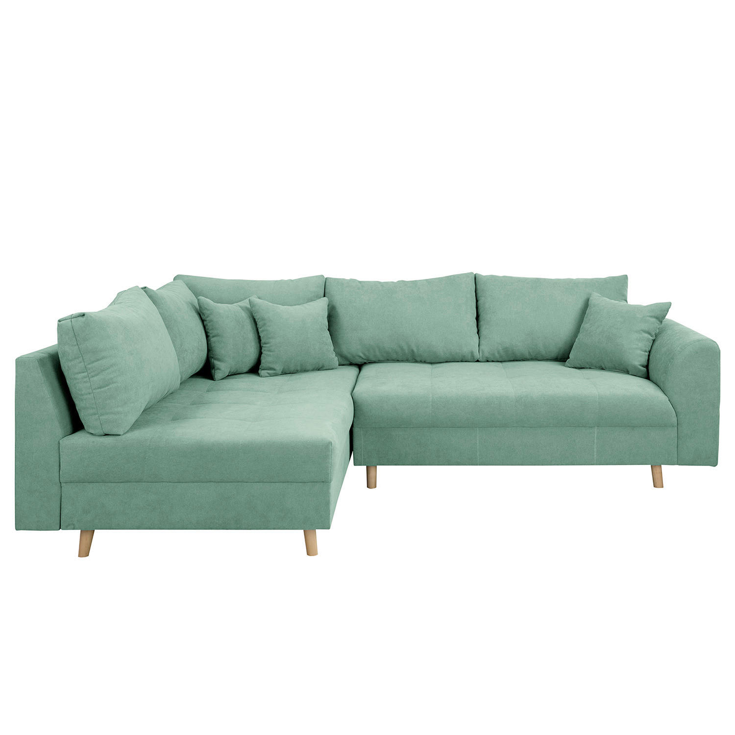 ECKSOFA Ariella in Mikrofaser Mintgrün  161/231 cm  - Naturfarben/Mintgrün, Design, Holz/Textil (161/231cm) - Livetastic