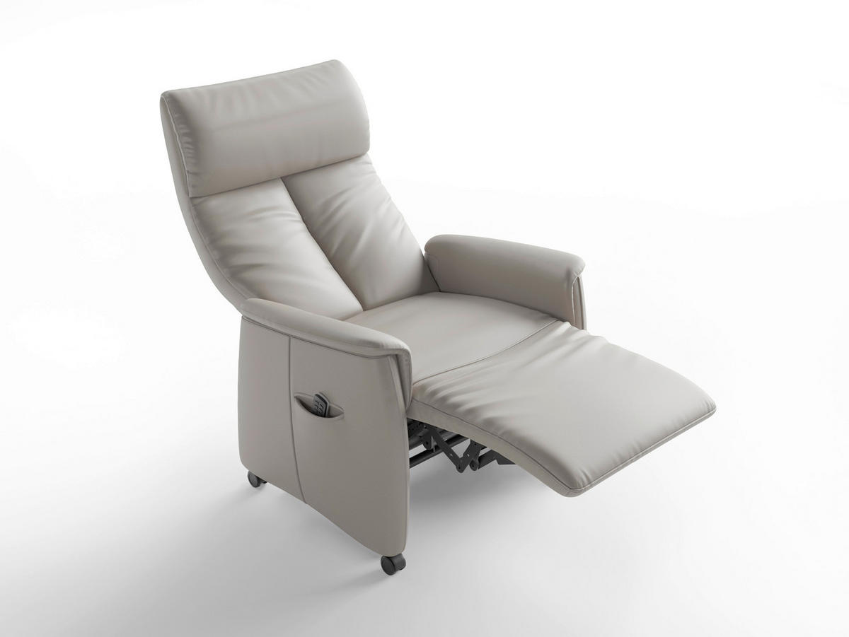 RELAXAČNÉ KRESLO, koža, svetlosivá - čierna/svetlosivá, Basics, koža/plast (76/114/84cm) - Sit & More