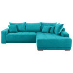 ECKSOFA in Webstoff Türkis  - Türkis/Silberfarben, KONVENTIONELL, Holz/Textil (294/195cm) - Cantus
