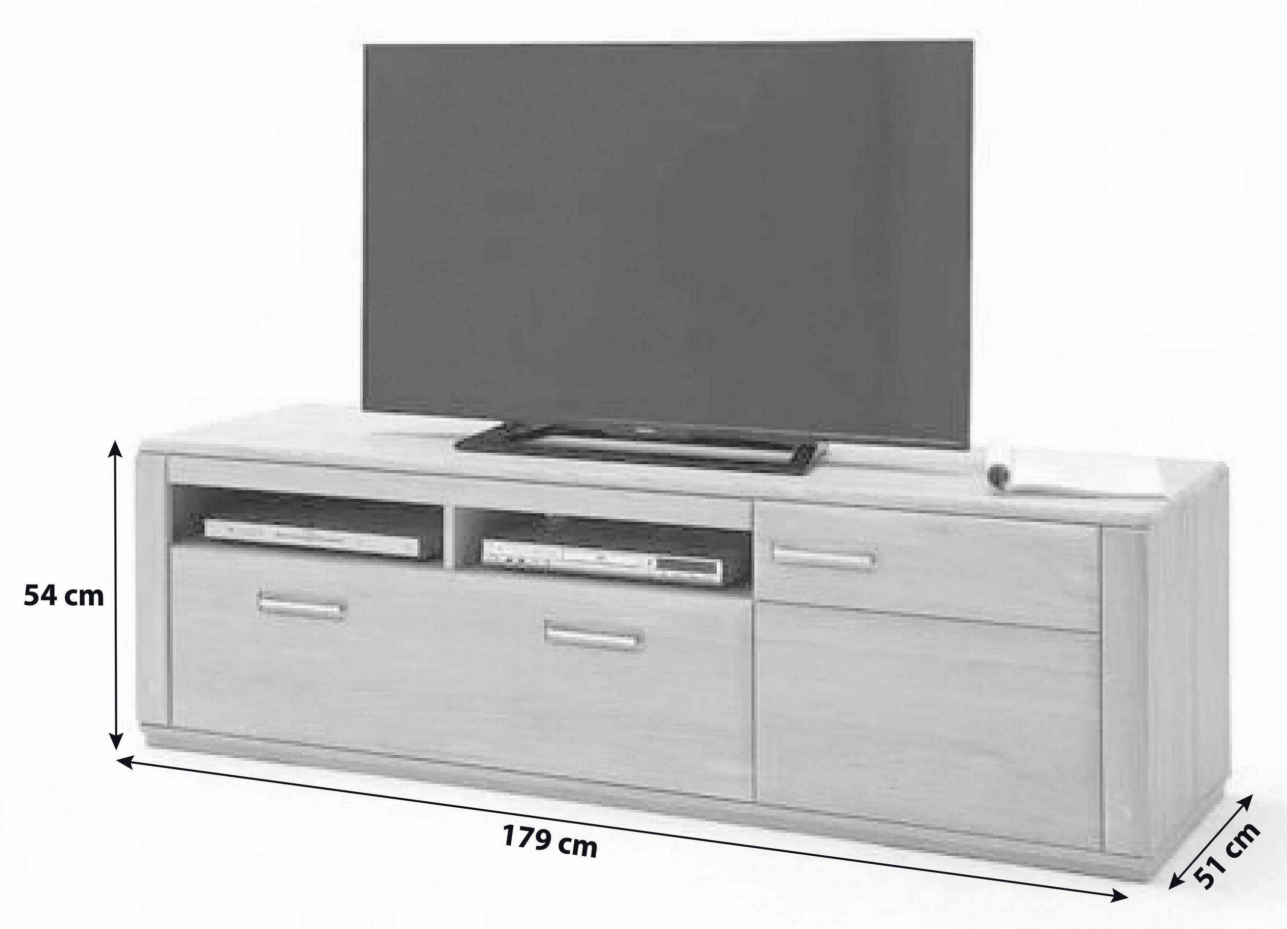 Thumbnail - Livetastic Tv-Element, Eiche, Metall, Eiche, furniert,furniert, teilmassiv,massiv, 1 Fächer, 1 Schubladen, 179x54x51 cm,...