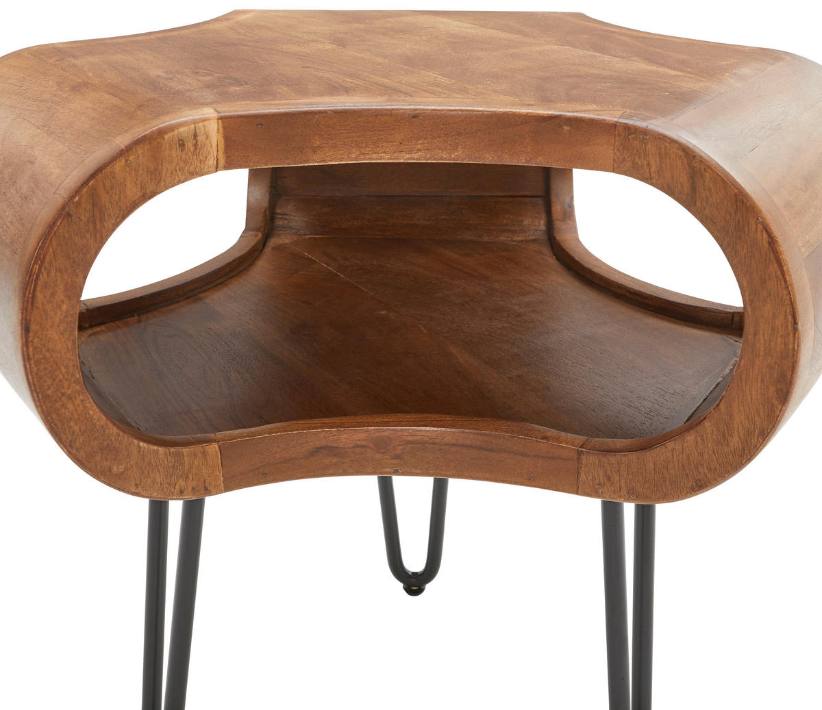 MASĂ AUXILIARĂ in lemn  - negru/culoare lemn acacia, Design, lemn (55/45/45cm) - Livetastic