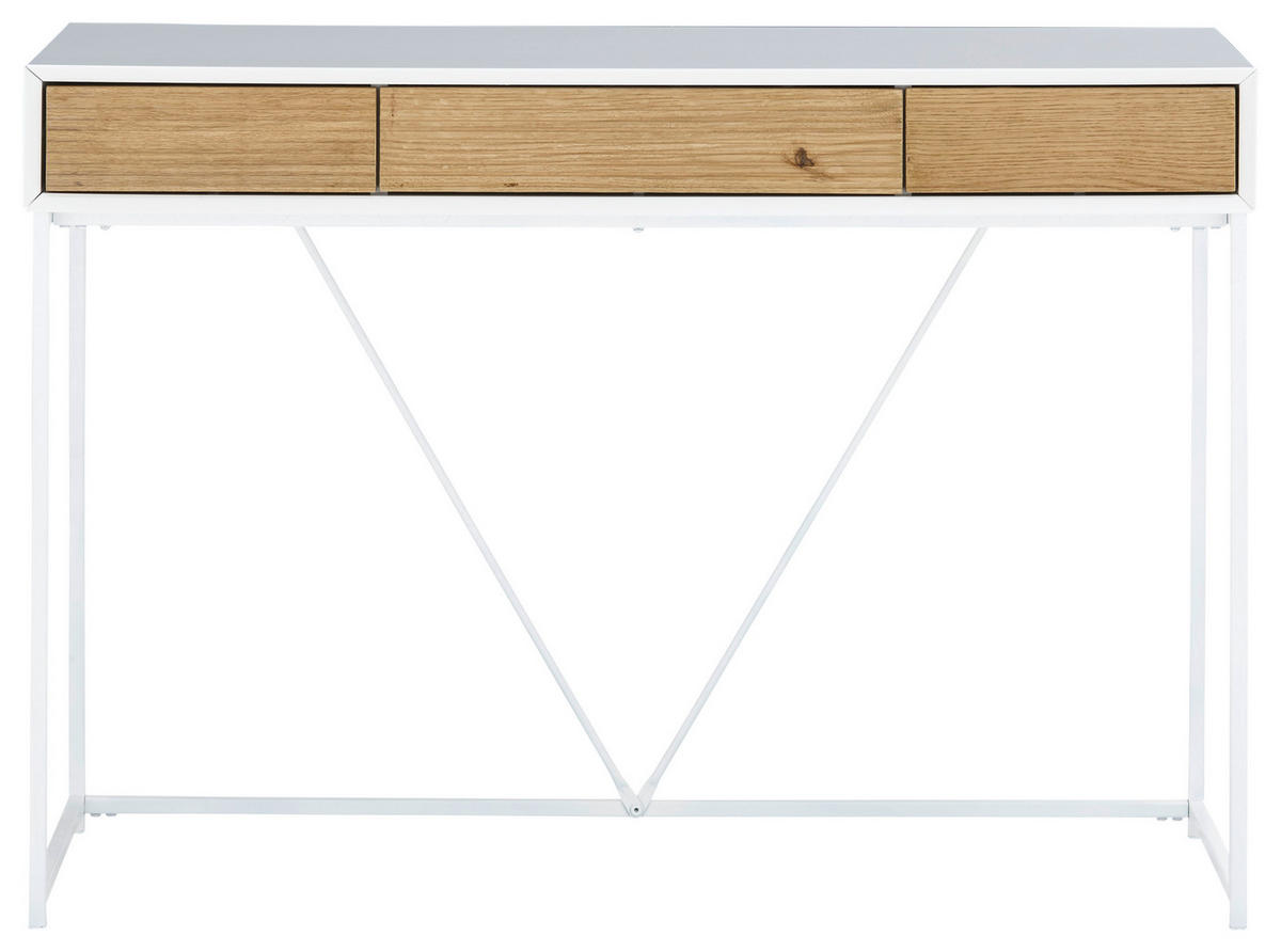 KONSOLENTISCH in Holz, Metall, Holzwerkstoff 110/40/77 cm    - Eichefarben/Weiß, Natur, Holz/Holzwerkstoff (110/40/77cm)
