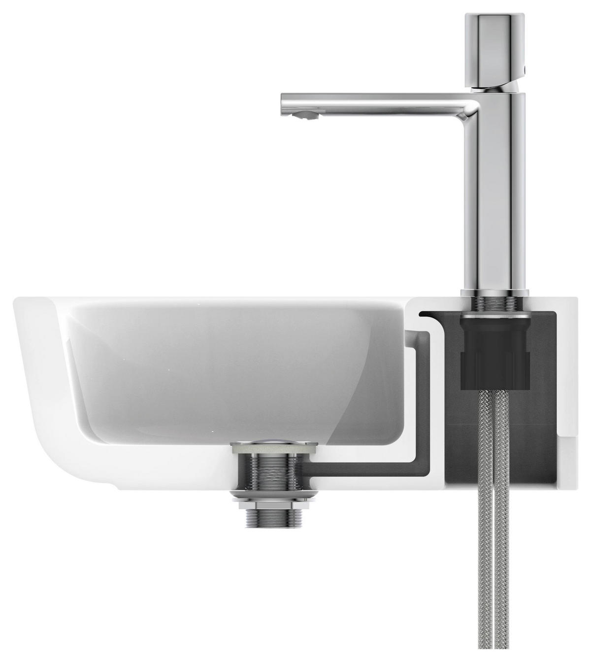 WASCHTISCHARMATUR 33610  - Chromfarben, Basics, Metall (3,75/20/17,3cm) - Schütte