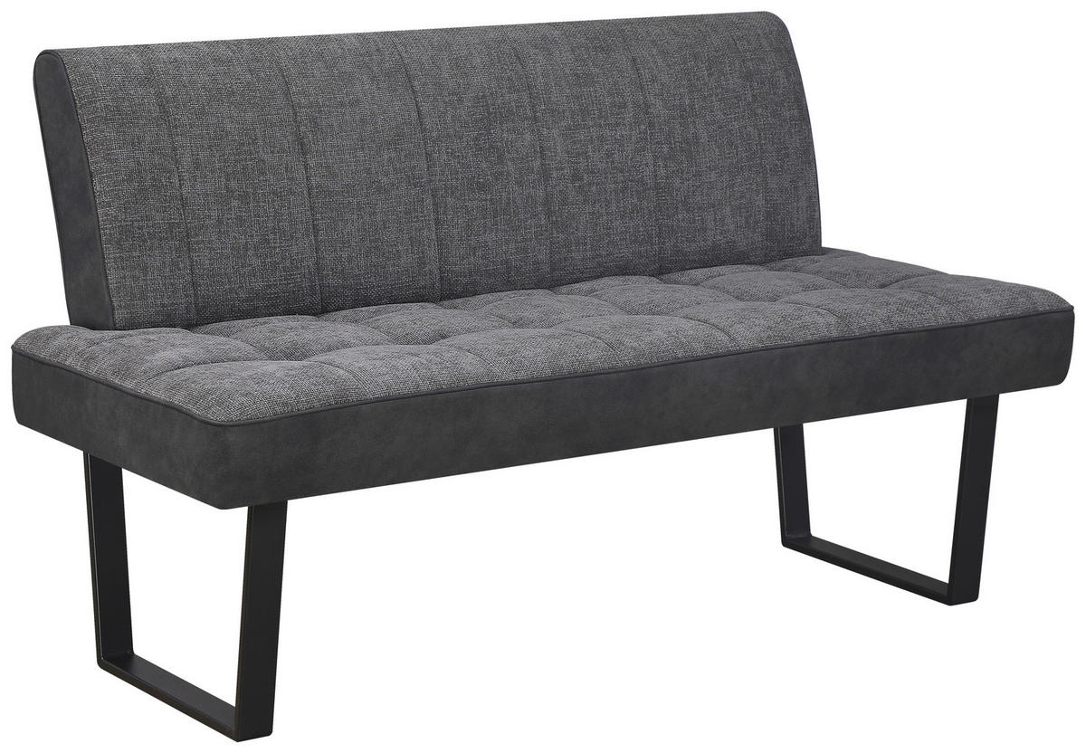 SITZBANK Metall, Textil Grau, Schwarz  - Schwarz/Grau, Konventionell, Textil/Metall (140/86/70cm) - MID.YOU