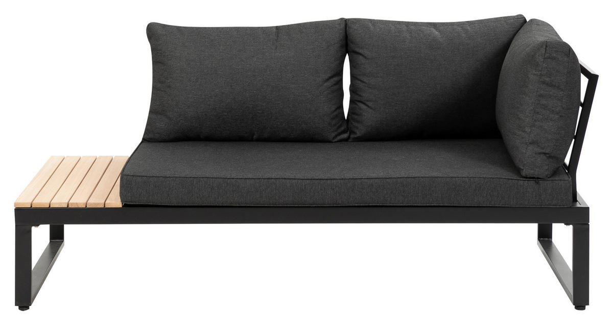 LOUNGEGARNITUR Akazie massiv, Hartholz Aluminium  - Anthrazit/Braun, MODERN, Holz/Textil (178/68/228,5cm) - Gardenson