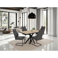 TISCHGRUPPE Anthrazit, Eiche Artisan  - Anthrazit/Eiche Artisan, MODERN, Textil/Metall (140/76/90cm) - MID.YOU