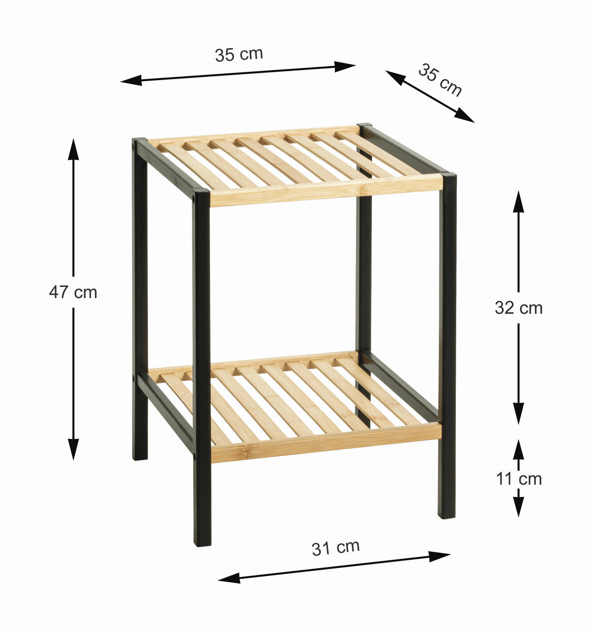 BEISTELLTISCH in Holz 35/35/47 cm  - Schwarz/Naturfarben, Design, Holz (35/35/47cm)