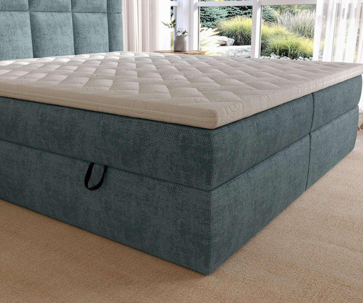 BOXBETT 180/200 cm  in Graublau  - Graublau/Schwarz, MODERN, Holz/Holzwerkstoff (180/200cm) - Boxxx