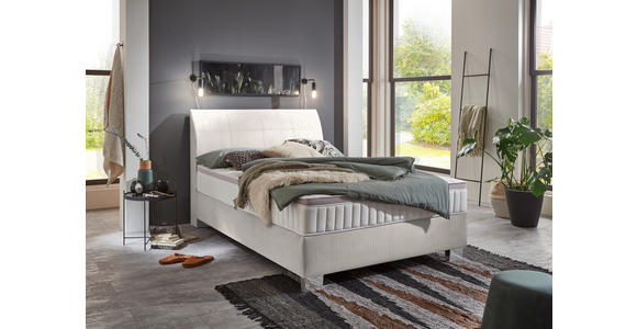 BOXSPRINGBETT 140/200 cm  in Creme  - Chromfarben/Creme, KONVENTIONELL, Kunststoff/Textil (140/200cm) - Hom`in