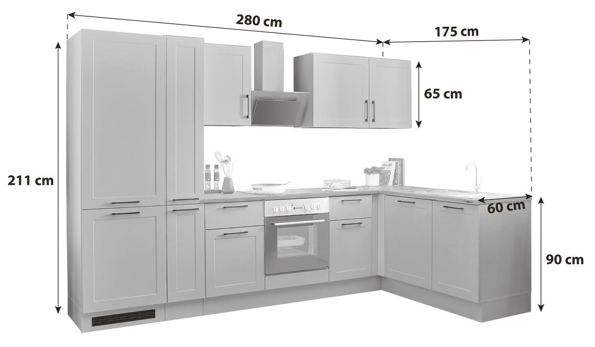 ECKKÜCHE 310/175 cm  in Grün, Eiche Artisan  - Schwarz/Eiche Artisan, Design, Holzwerkstoff/Metall (310/175cm) - MID.YOU