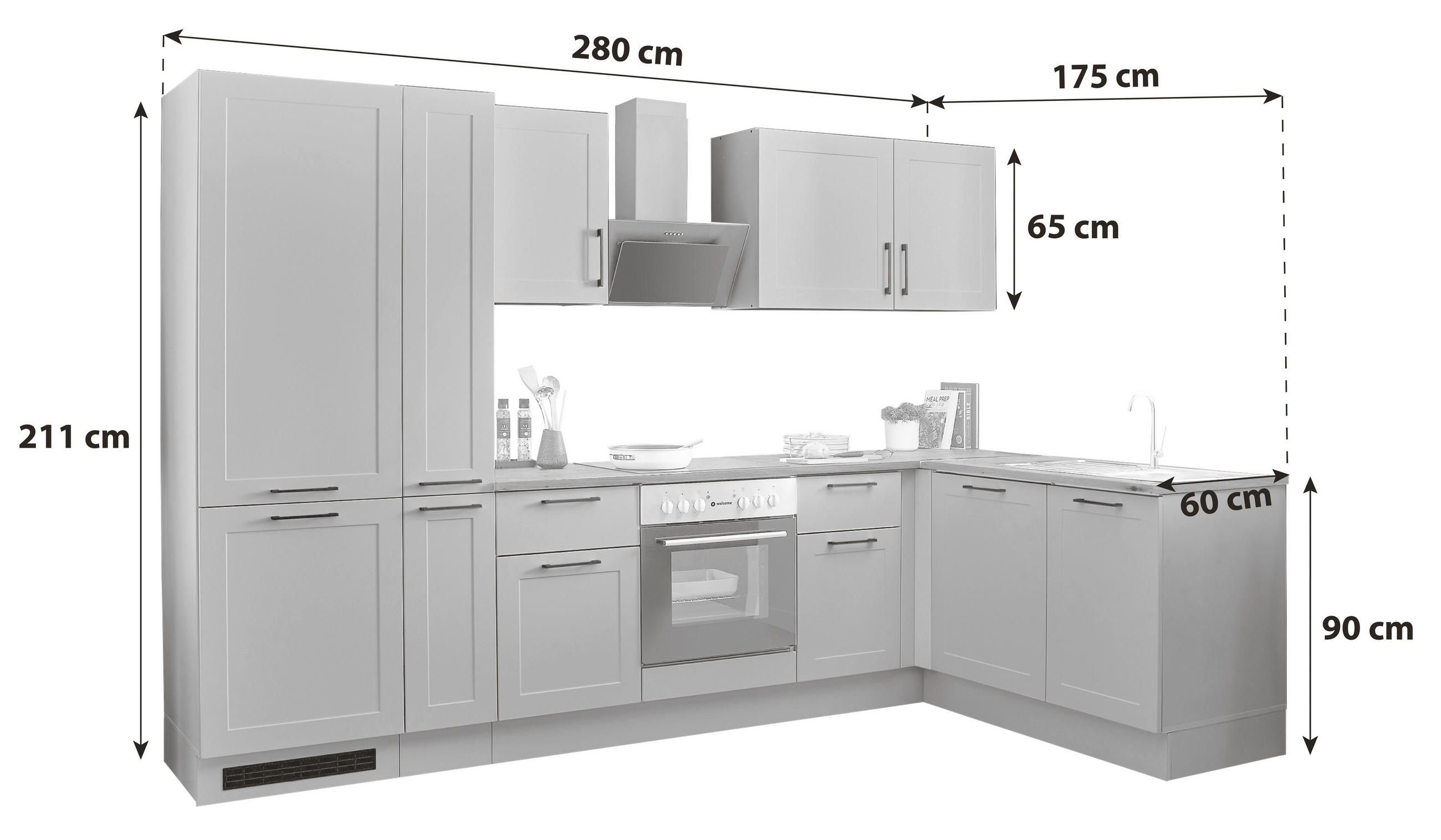 Thumbnail - Mid.you Eckküche Marseille green2, Grün, Eiche Artisan, Metall, 2 Schublade(n),2 Schublade(n) Schubladen, L-Form, 310x17...