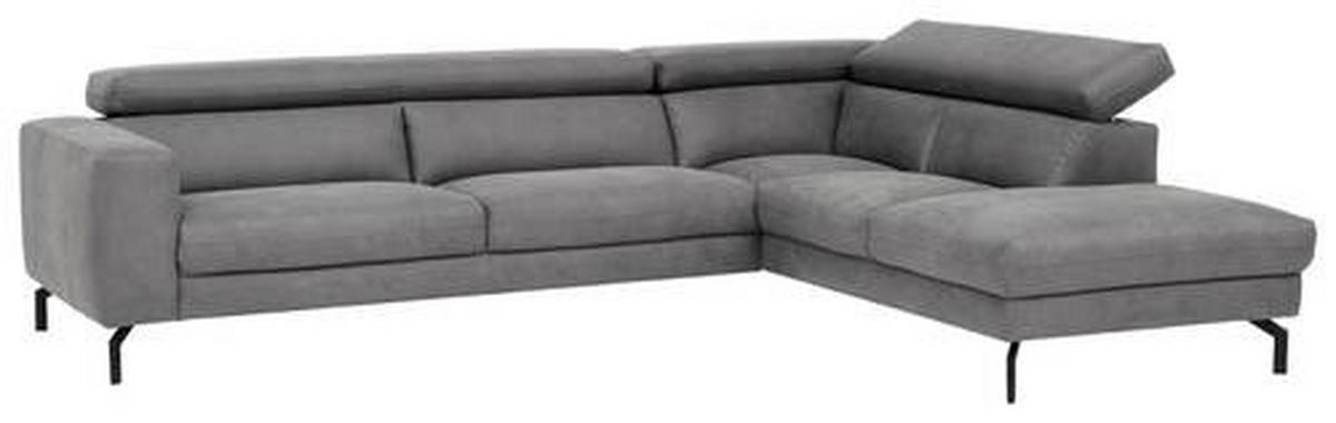 ECKSOFA in Mikrofaser Grau  - Schwarz/Grau, Modern, Textil/Metall (305/233cm) - Trendmanufaktur