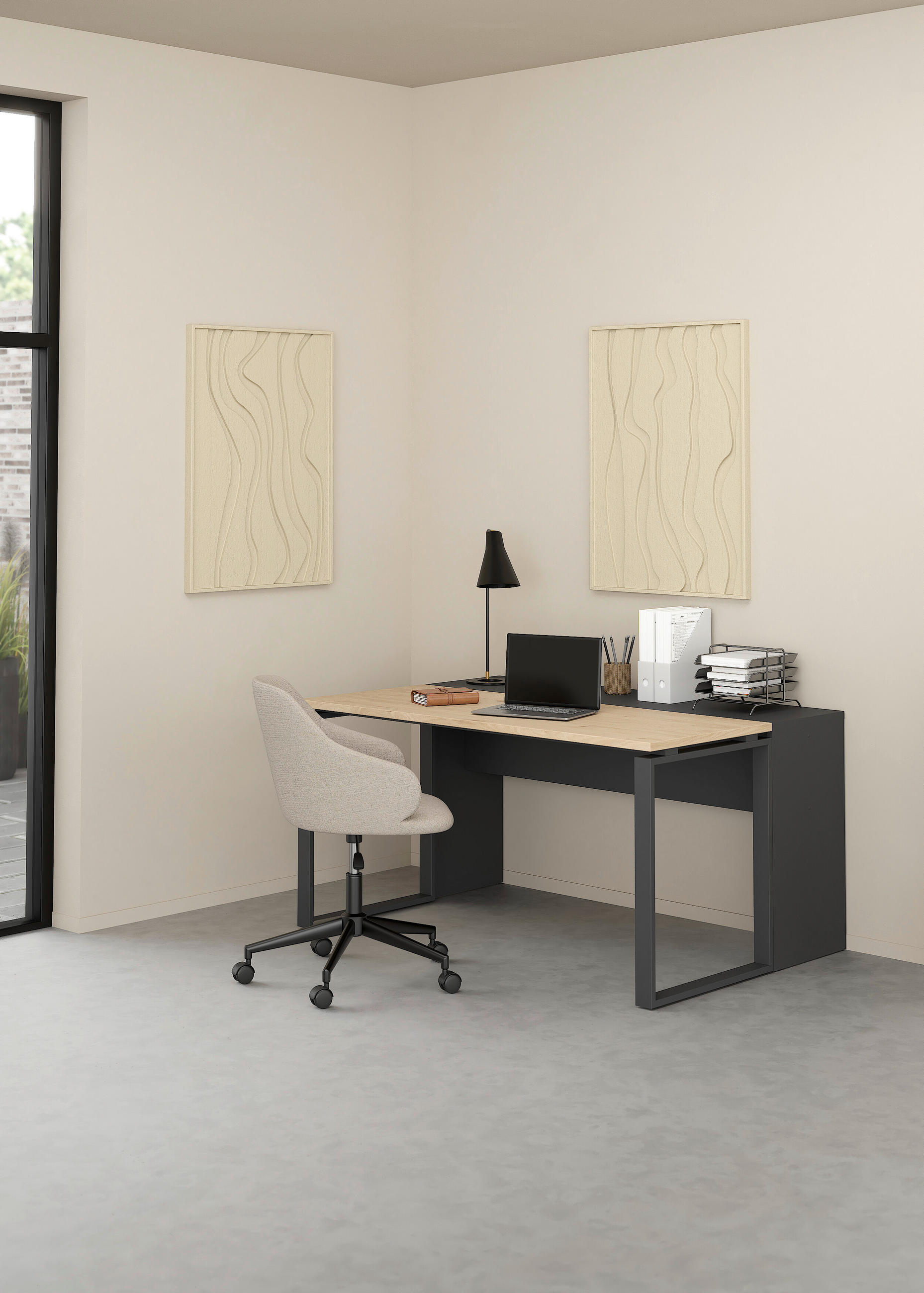 SCHREIBTISCHKOMBINATION Grau, Eichefarben  - Eichefarben/Grau, MODERN, Holzwerkstoff (160/100/75,6cm) - MID.YOU