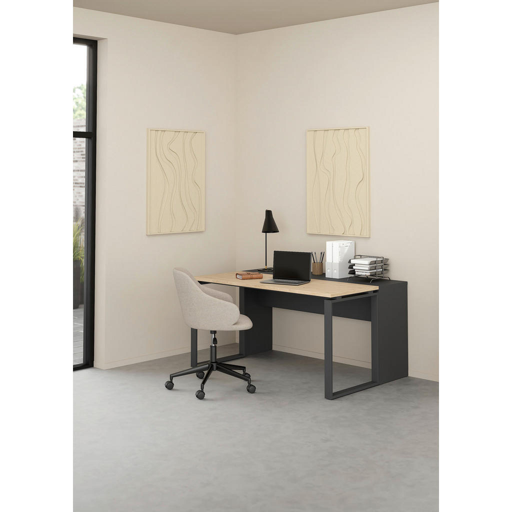 Thumbnail - Mid.you Schreibtischkombination, Grau, Eiche, Holzwerkstoff, Holzoptik, 100x75.6x160 cm, Arbeitszimmer, Schreibtische, S...