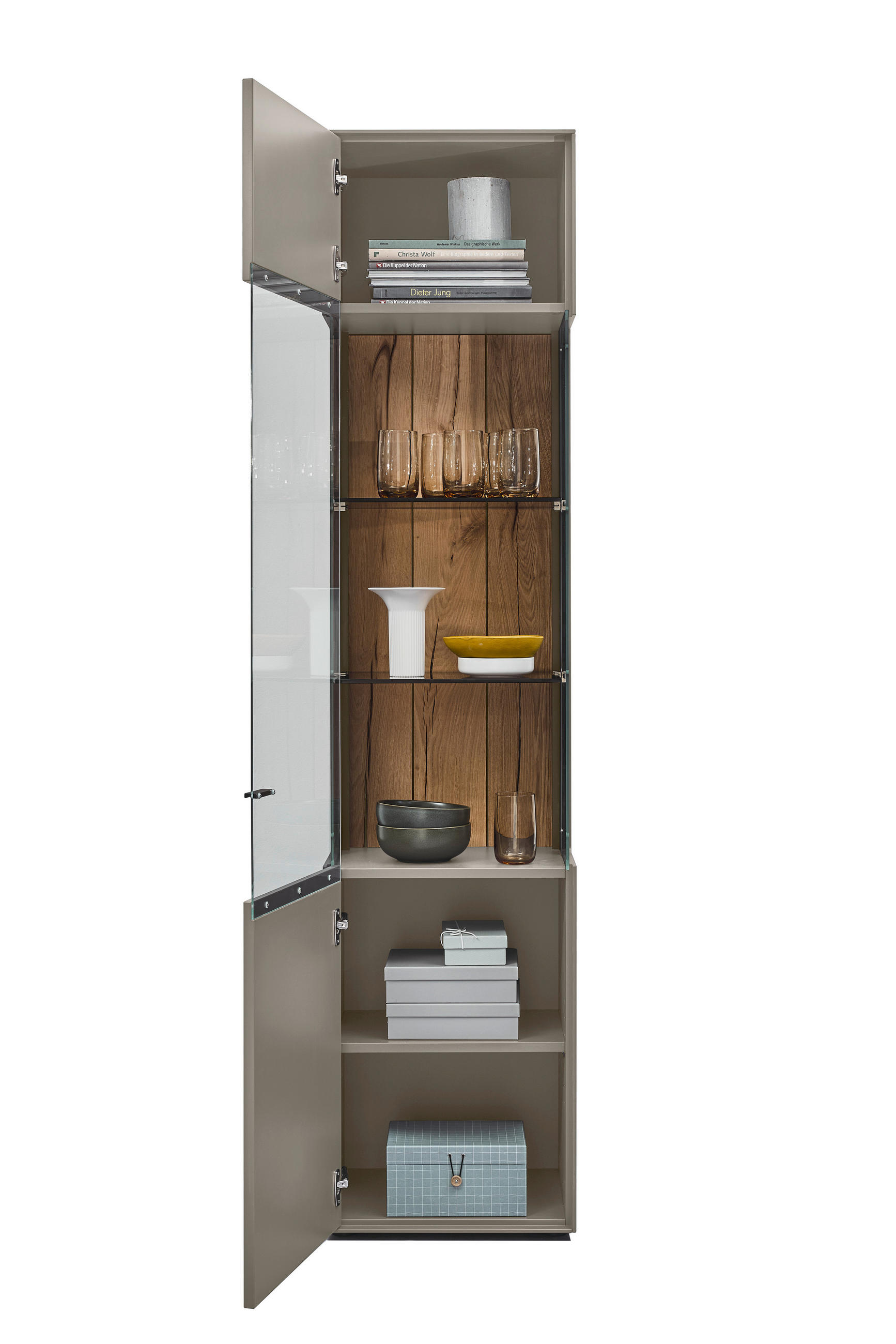VITRINE Hellgrau  46,9/205,5/37,1 cm  - Hellgrau/Graphitfarben, Design, Glas/Holzwerkstoff (46,9/205,5/37,1cm) - Dieter Knoll