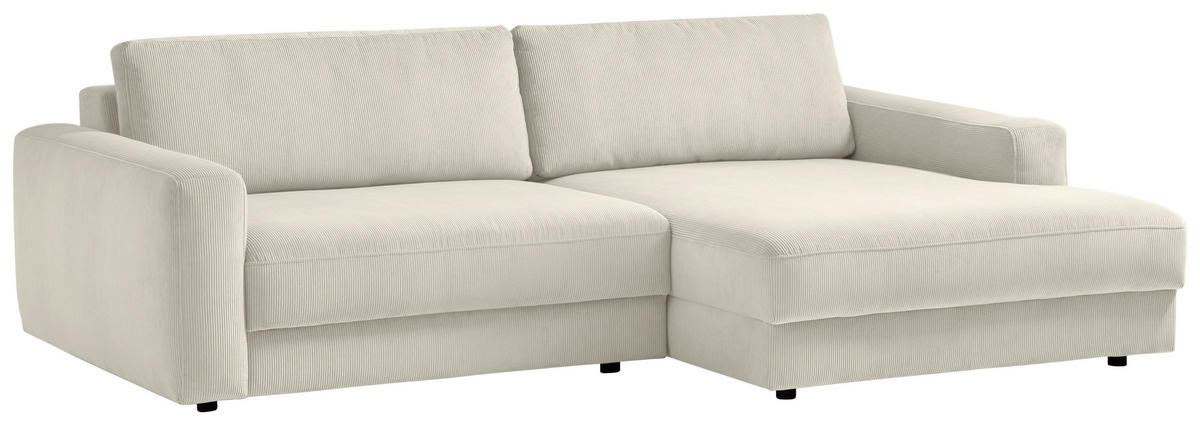ECKSOFA BOURBON Creme Cord  - Creme/Schwarz, MODERN, Textil (250/176cm) - Trendmanufaktur