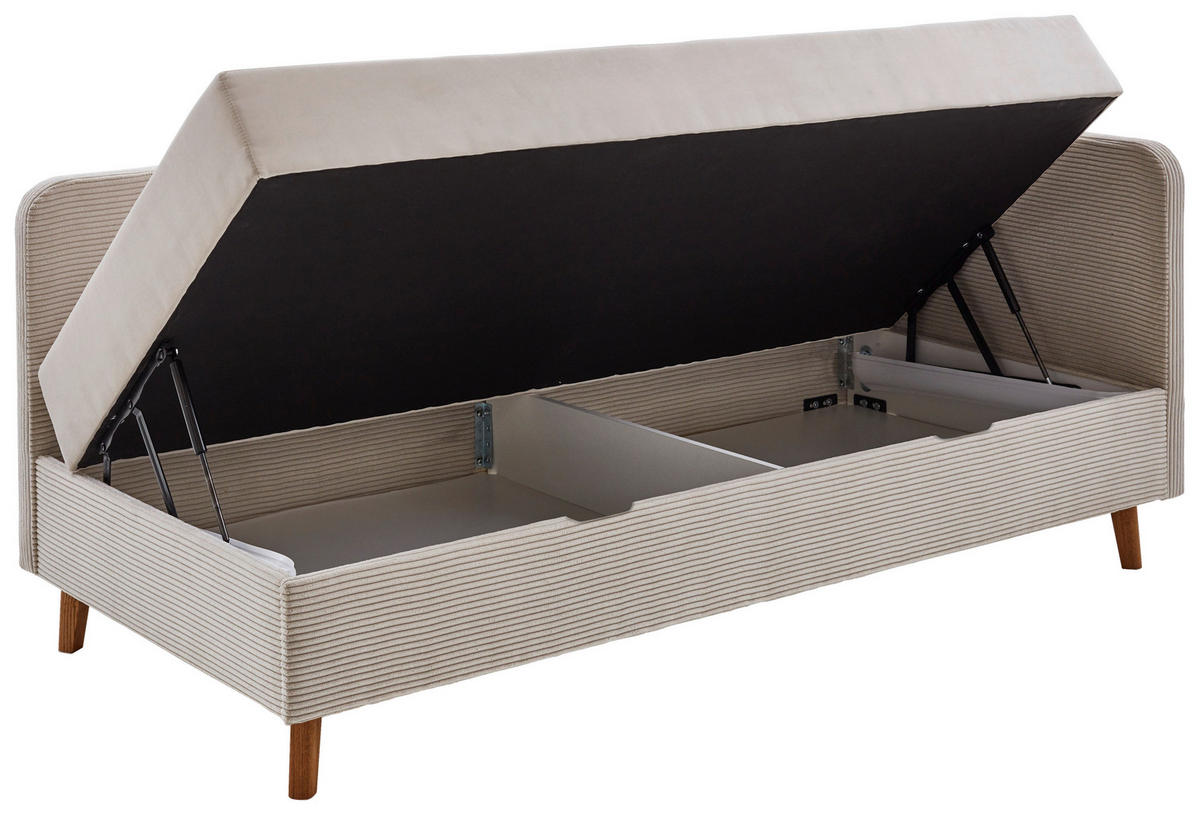LIEGE Cord Beige  - Eichefarben/Beige, Design, Holz/Textil (90/200cm) - home24