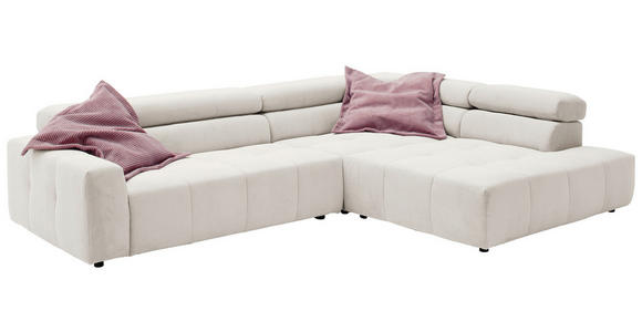 ECKSOFA in Feincord Weiß  - Schwarz/Weiß, KONVENTIONELL, Kunststoff/Textil (311/219cm) - Hom`in