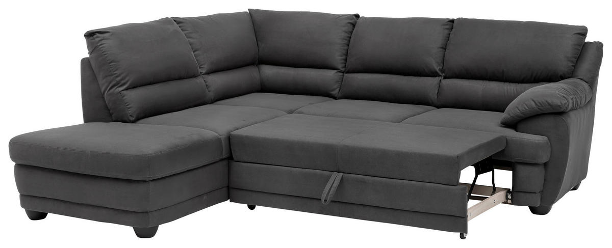 ECKSOFA in Mikrofaser Anthrazit  - Anthrazit/Schwarz, Design, Kunststoff/Textil (225/245cm) - Livetastic