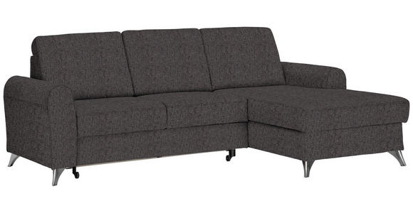 ECKSOFA in Flachgewebe Dunkelbraun  - Dunkelbraun/Silberfarben, Design, Textil/Metall (244/167cm) - Cantus