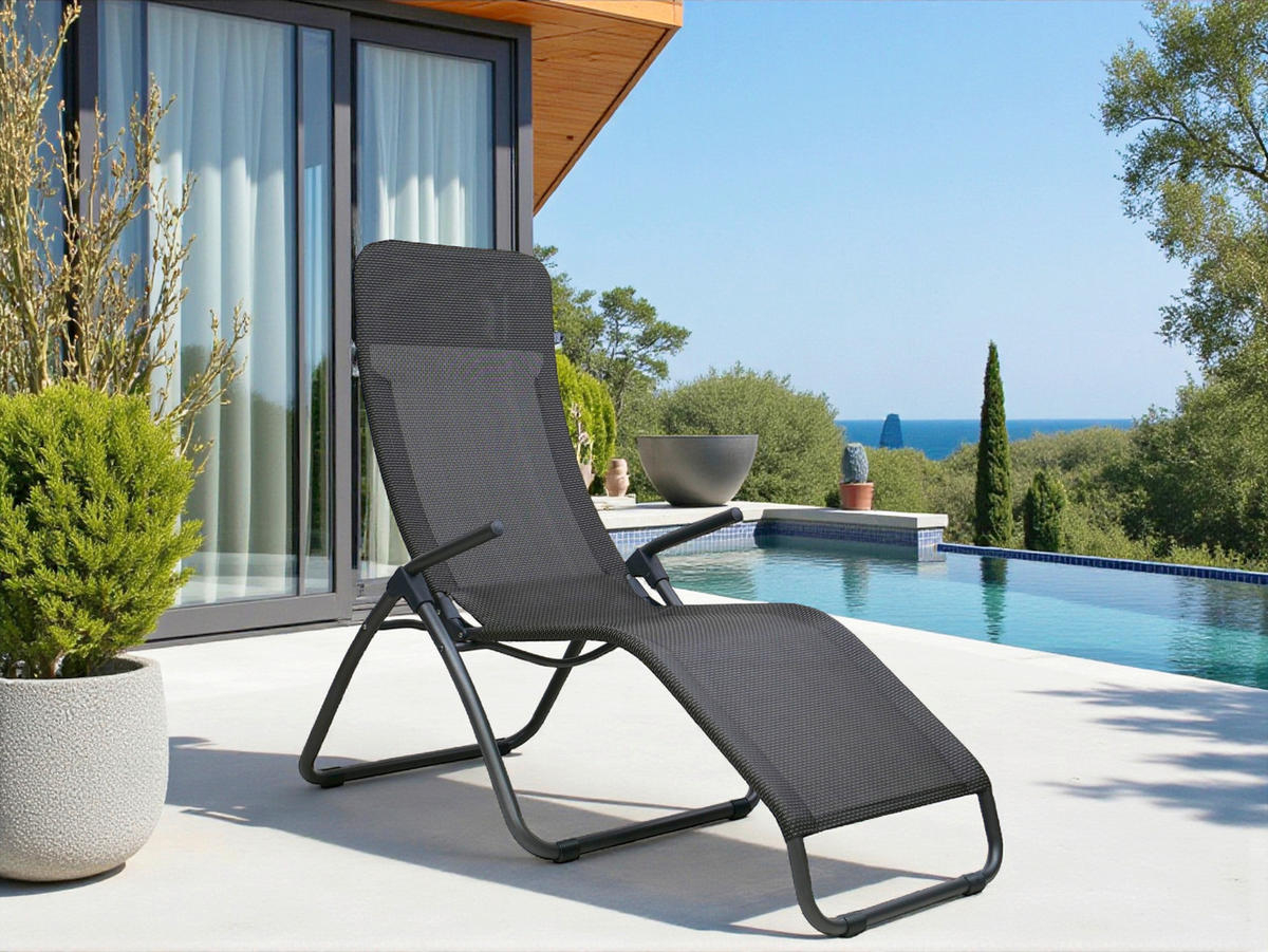 BÄDERLIEGE  - Anthrazit, Basics, Textil/Metall (185/69/118cm)