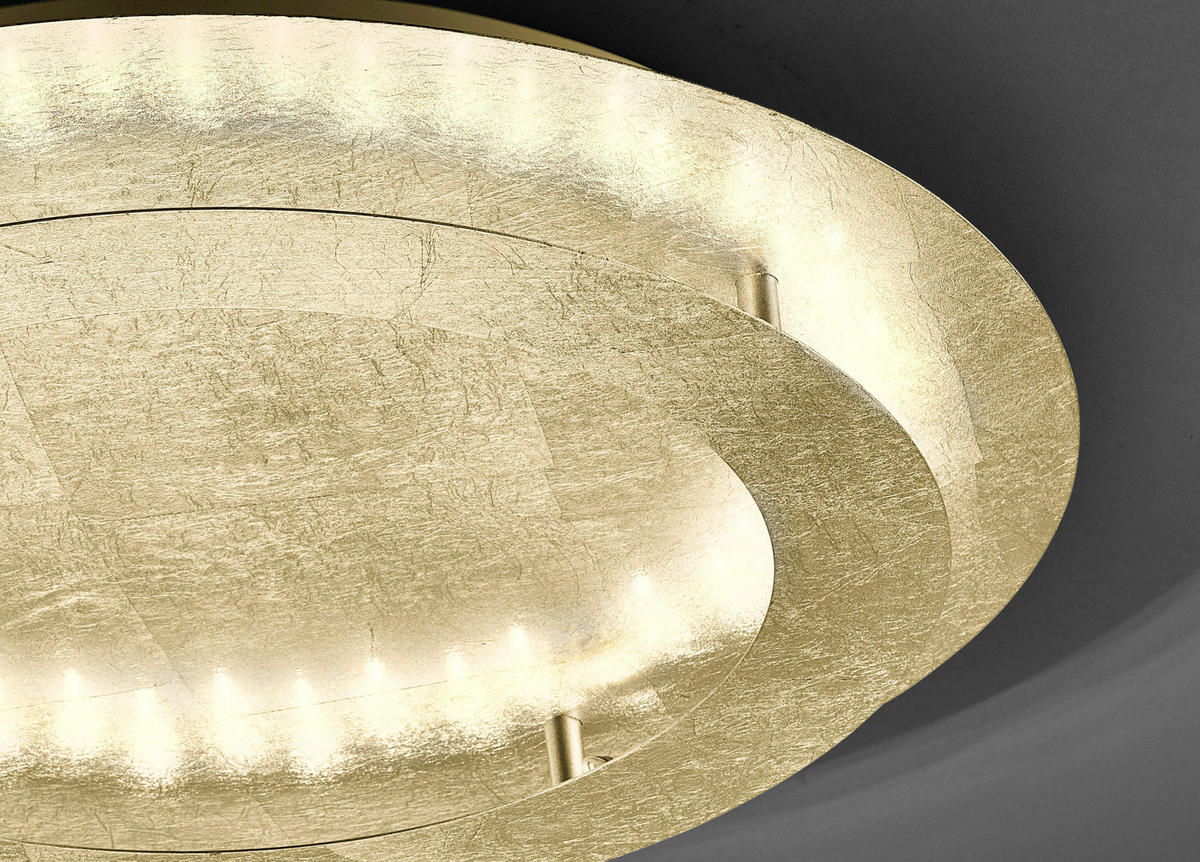 STROPNÍ LED SVÍTIDLO, 50/50/8 cm - barvy zlata, Design, kov (50/50/8cm)