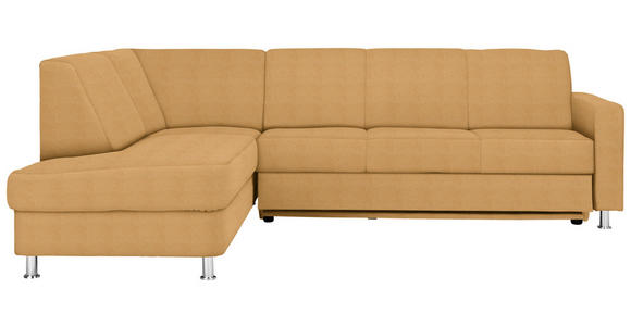 ECKSOFA in Flachgewebe Gelb  - Chromfarben/Gelb, Design, Textil/Metall (198/256cm) - Xora