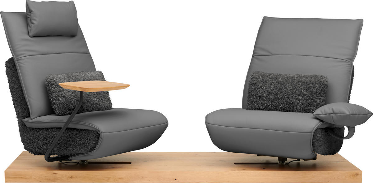 2-SITZER-SOFA  in Hochflor Echtleder Anthrazit, Hellgrau  - Anthrazit/Hellgrau, Design, Leder/Holz (240/65/104cm) - Koinor