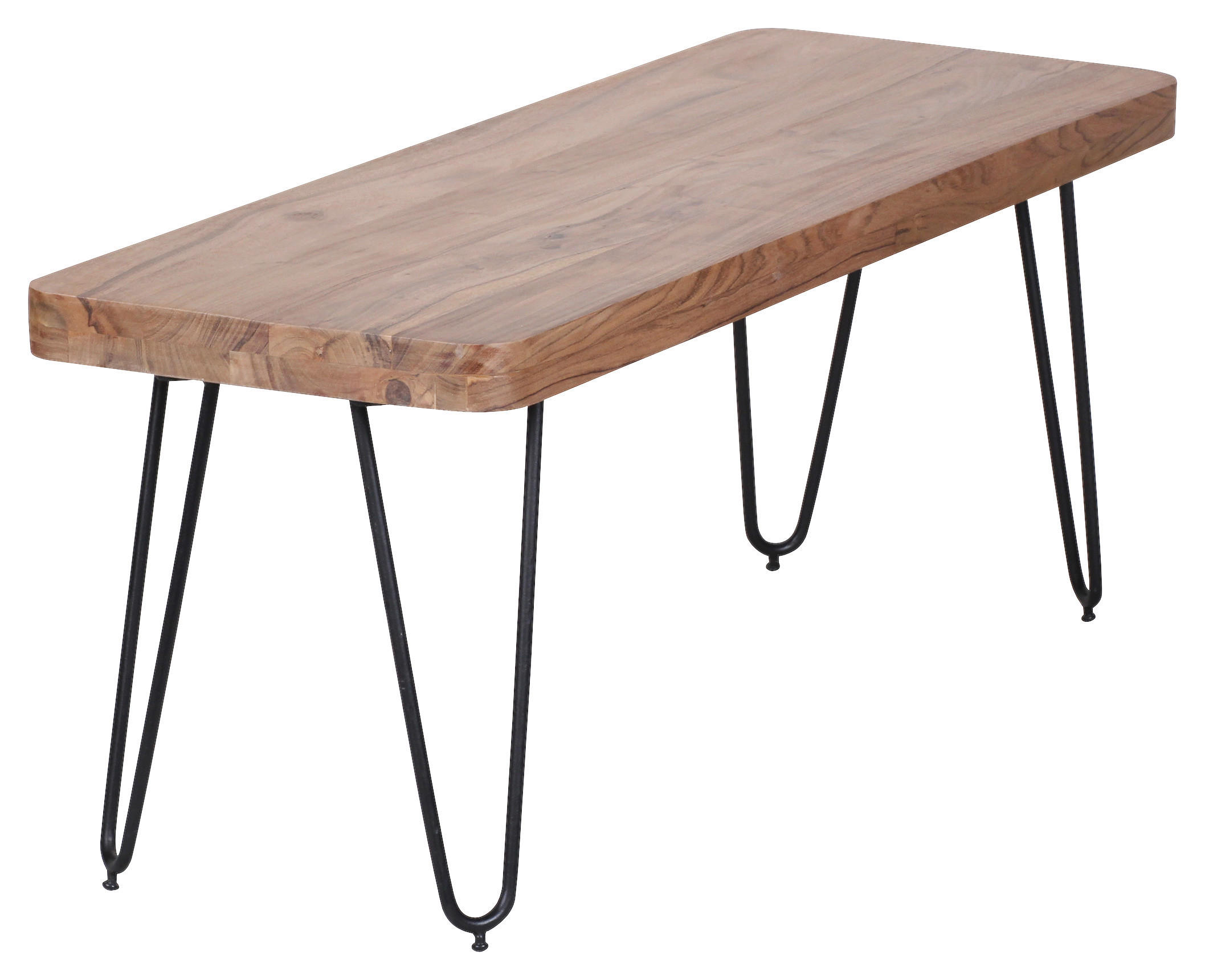 SITZBANK 120/45/40 cm Akaziefarben Akazie massiv Metall  - Schwarz/Akaziefarben, MODERN, Holz/Metall (120/45/40cm) - MID.YOU