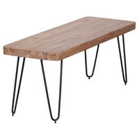 SITZBANK 120/45/40 cm Akaziefarben Akazie massiv Metall  - Schwarz/Akaziefarben, MODERN, Holz/Metall (120/45/40cm) - MID.YOU