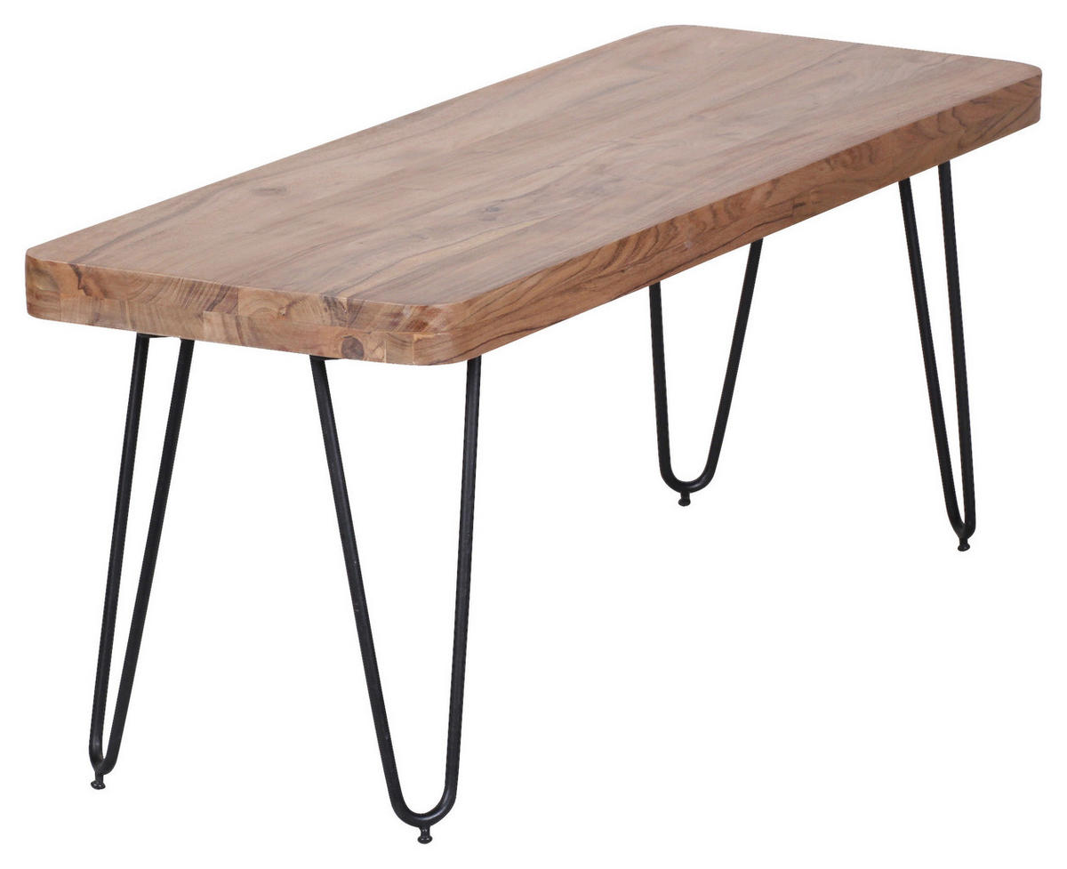 SITZBANK 120/45/40 cm Akaziefarben Akazie massiv Metall  - Schwarz/Akaziefarben, MODERN, Holz/Metall (120/45/40cm) - MID.YOU