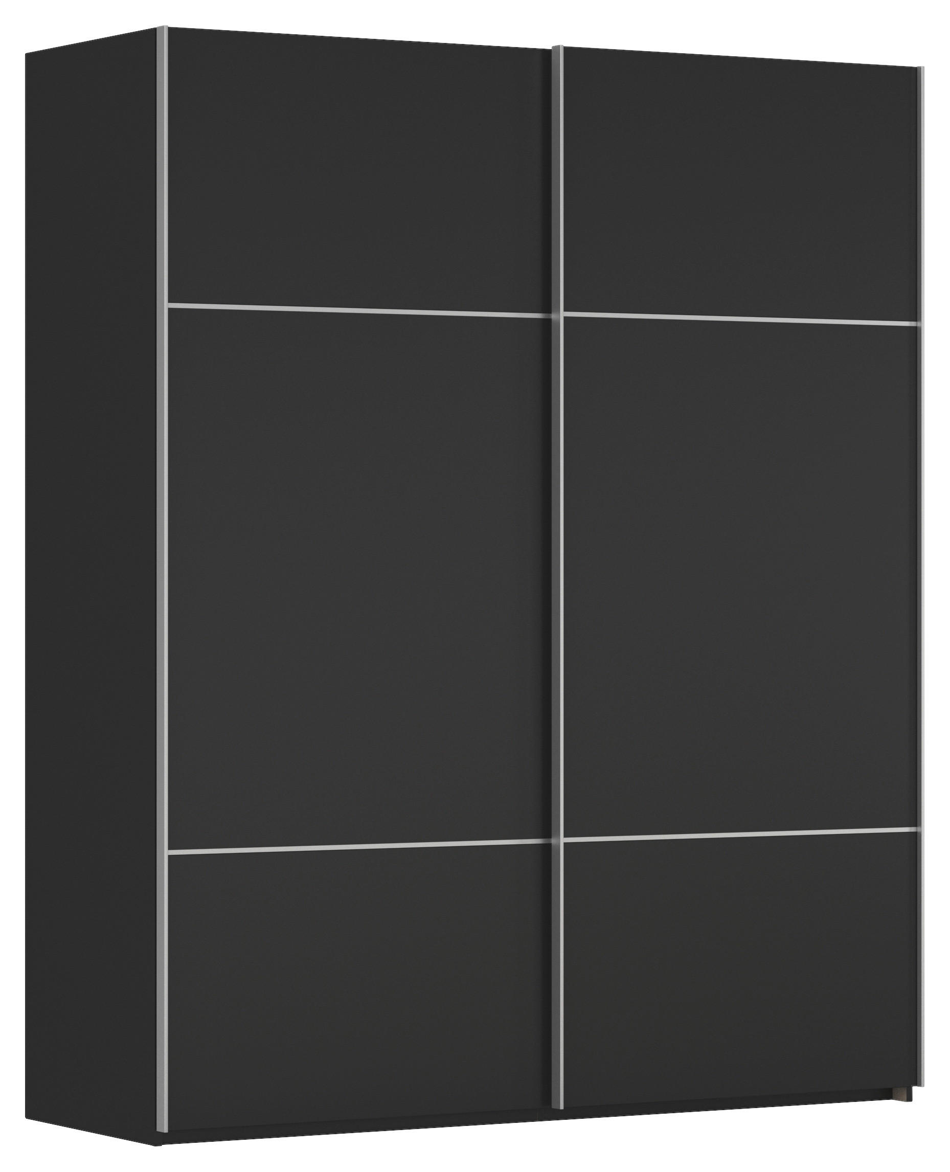 SCHWEBETÜRENSCHRANK 181/223/68 cm,  in Schwarz, 2 Tür(en)  - Alufarben/Schwarz, KONVENTIONELL, Holzwerkstoff/Metall (181/223/68cm) - Novel
