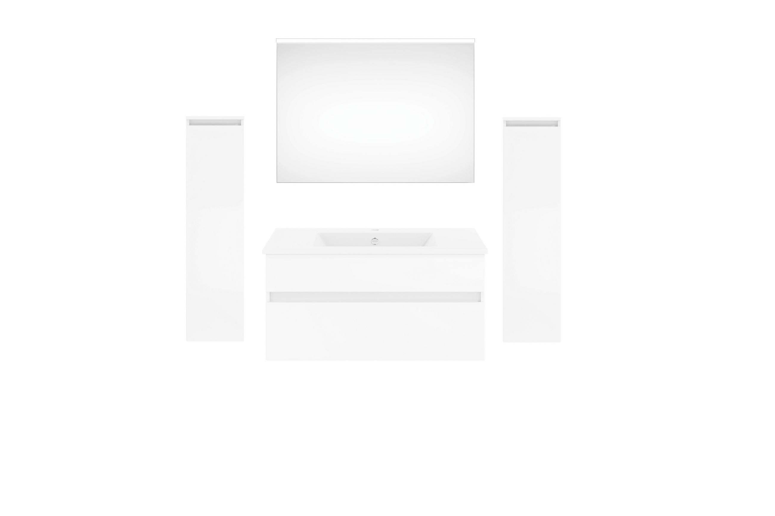 BADEZIMMER  in 152 cm  - Weiß Hochglanz/Weiß, KONVENTIONELL, Holzwerkstoff (152cm) - Puris