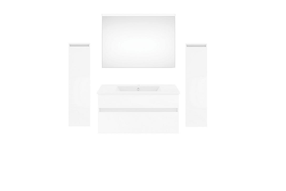 BADEZIMMER 152 cm  - Weiss Hochglanz/Weiss, Konventionell, Holzwerkstoff (152cm) - Puris