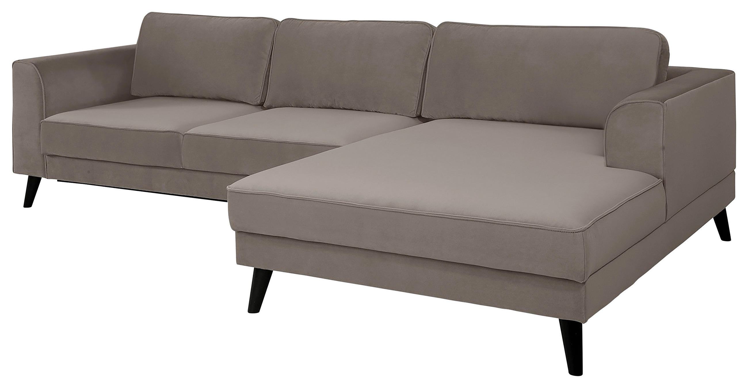 ECKSCHLAFSOFA Velours Taupe  - Taupe/Wengefarben, MODERN, Holz/Textil (277/167cm) - MID.YOU