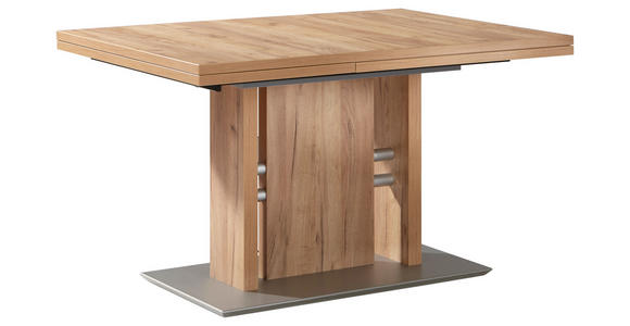 ESSTISCH in Metall, Holzwerkstoff 130-180/90/75 cm - Edelstahlfarben/Eichefarben, Design, Holzwerkstoff/Metall (130-180/90/75cm) - Moderano