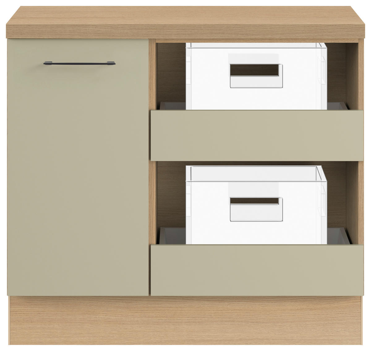 UNTERSCHRANK  - Salbeigrün/Eichefarben, Basics, Holzwerkstoff/Metall (100/91,8/58cm) - Impuls