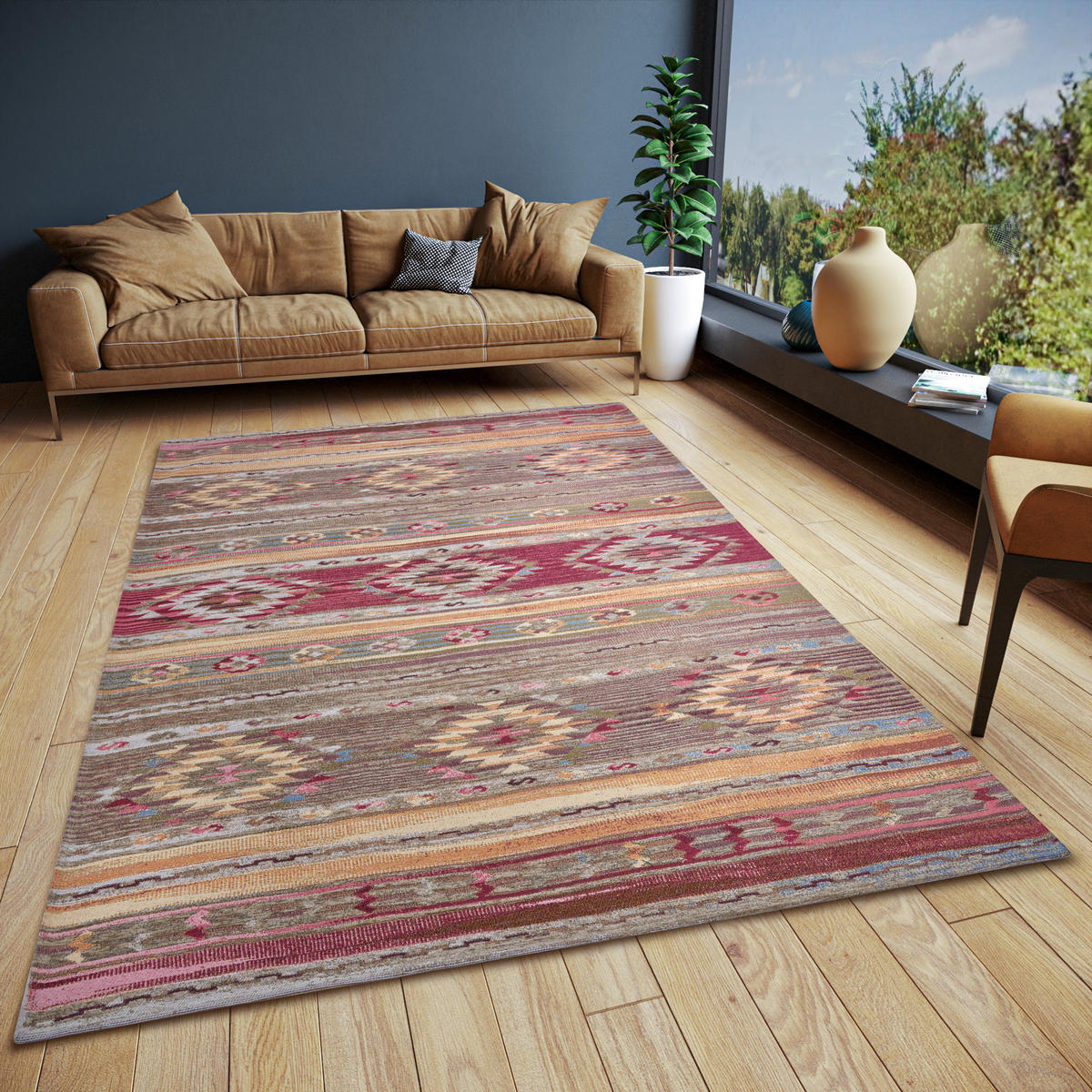 FLACHWEBETEPPICH 75/150 cm Gobelin Multicolor  - Multicolor, Design, Kunststoff/Textil (75/150cm)