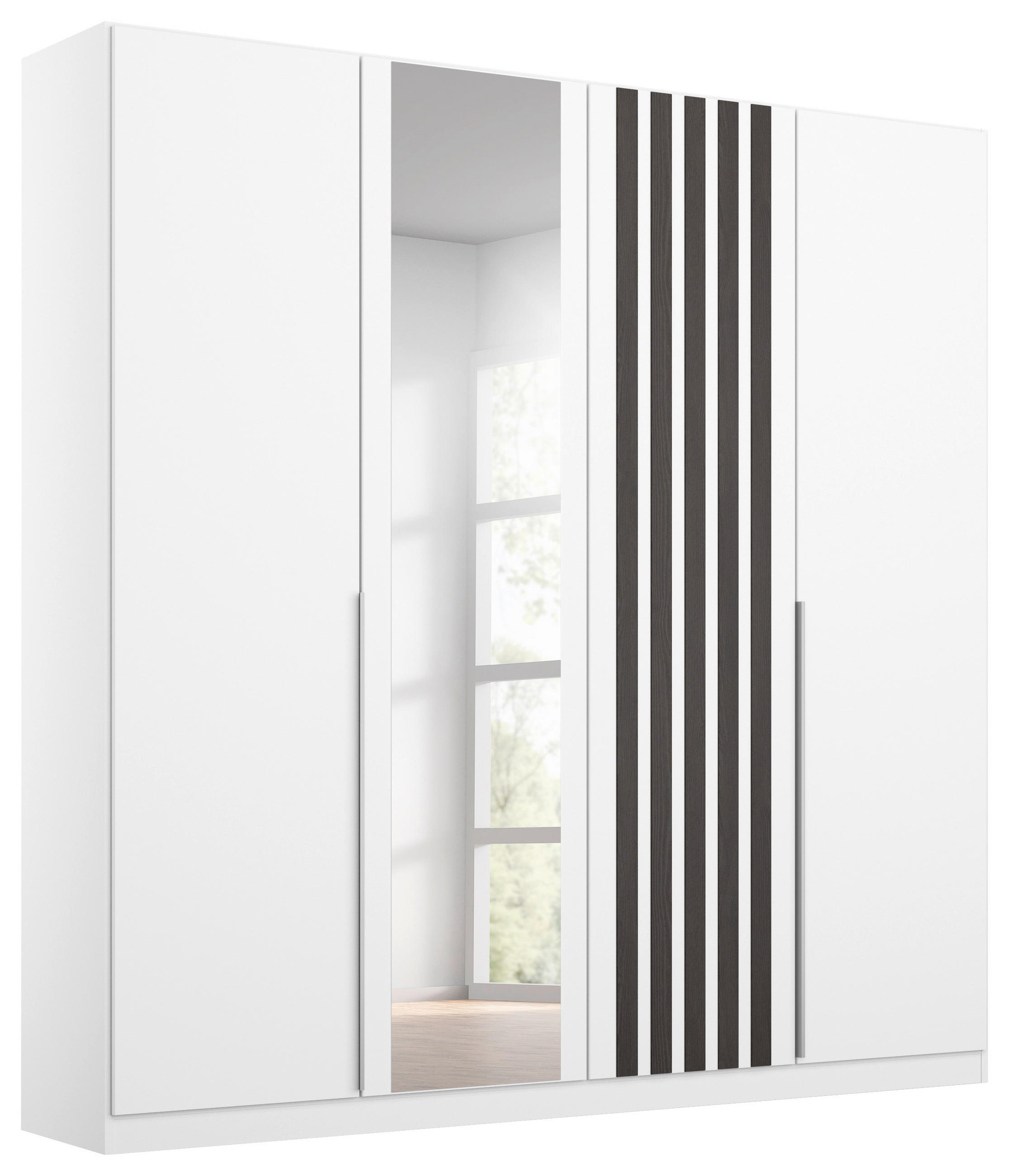 DREHTÜRENSCHRANK 181/210/54 cm 4-türig Weiß  - Alufarben/Weiß, MODERN, Holzwerkstoff/Metall (181/210/54cm) - Rauch Möbel