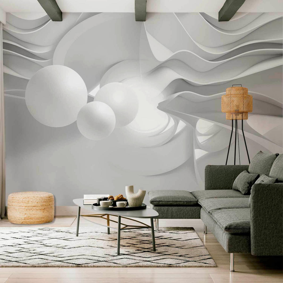 FOTOTAPETE  - Hellgrau/Weiß, LIFESTYLE, Textil (350/245cm) - artgeist