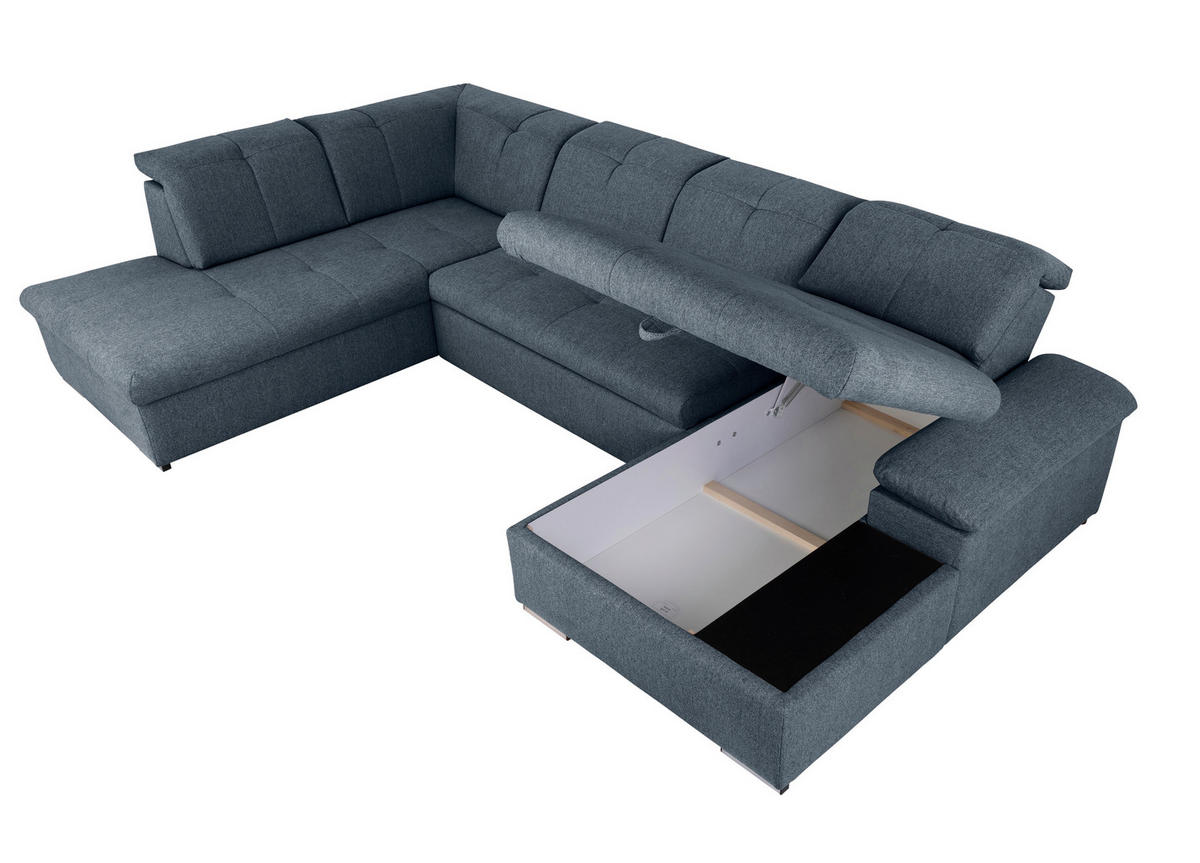 WOHNLANDSCHAFT in Dunkelblau  - Dunkelblau/Grau, Design, Textil/Metall (215/328/173cm) - MID.YOU